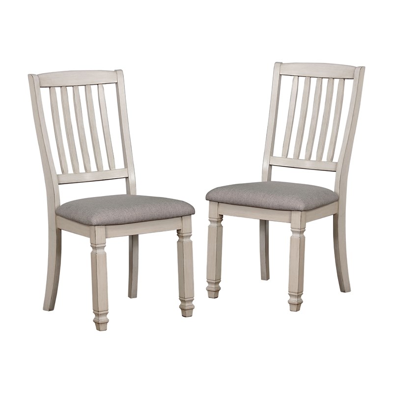 Furniture of America Sonora Wood Dining Side Chair in Antique White (Set of 2)