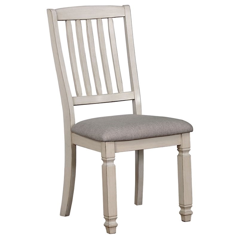 Furniture of America Sonora Wood Dining Side Chair in Antique White (Set of 2)