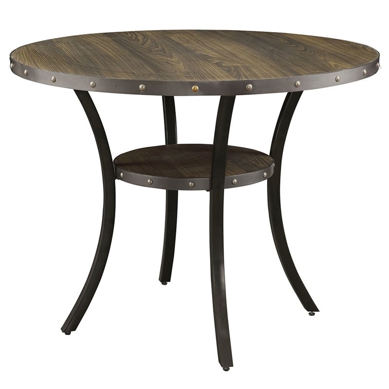 Furniture of America Boelin Wood 1-Shelf Counter Height Table in Light Walnut