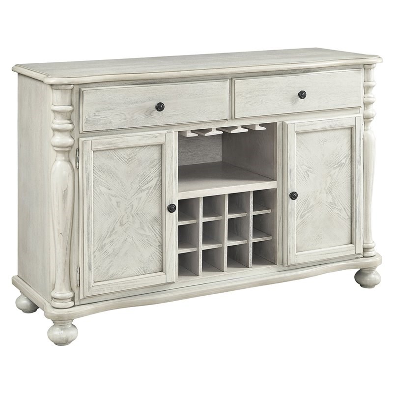 Furniture of America Chlido Transitional Wood Wine Rack Buffet in Antique White