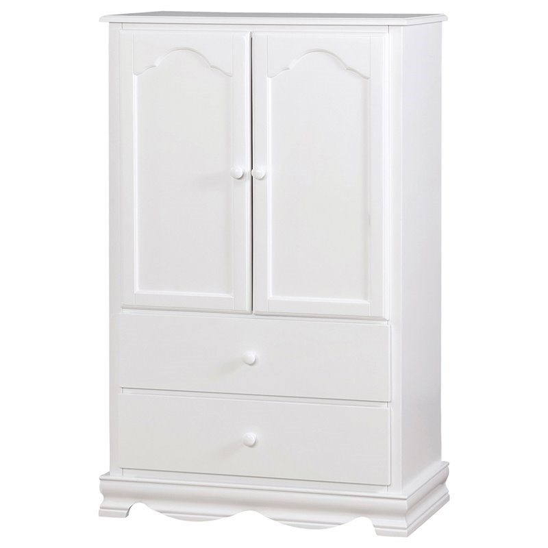 Furniture of America Poppy Transitional Solid Wood Wardrobe Armoire in White