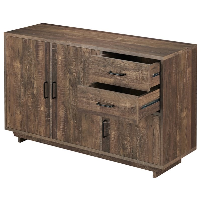 Furniture of America Galvin Rustic Wood 2-Drawer Buffet in Reclaimed Oak
