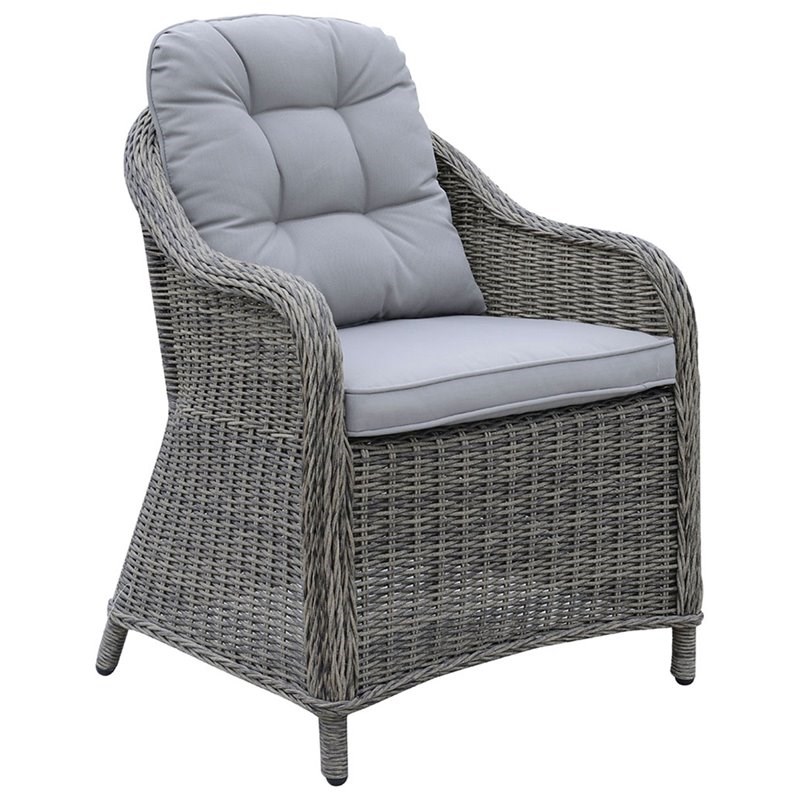 Furniture of America Kender Rattan Patio Dining Arm Chair in Gray (Set of 2)