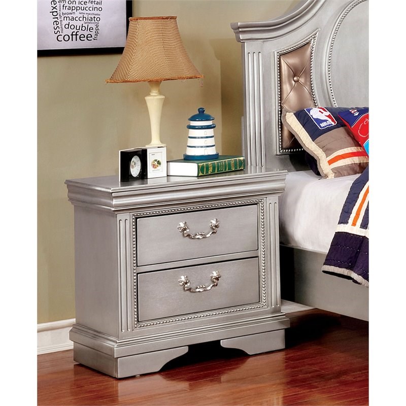 Furniture Of America Dezzel Wood 2-drawer Nightstand In Silver Gray 