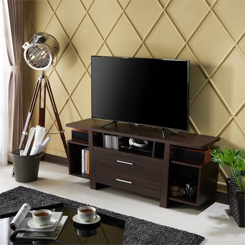 Furniture of America Lolo Modern Wood 59-Inch TV Stand in Wenge Brown ...