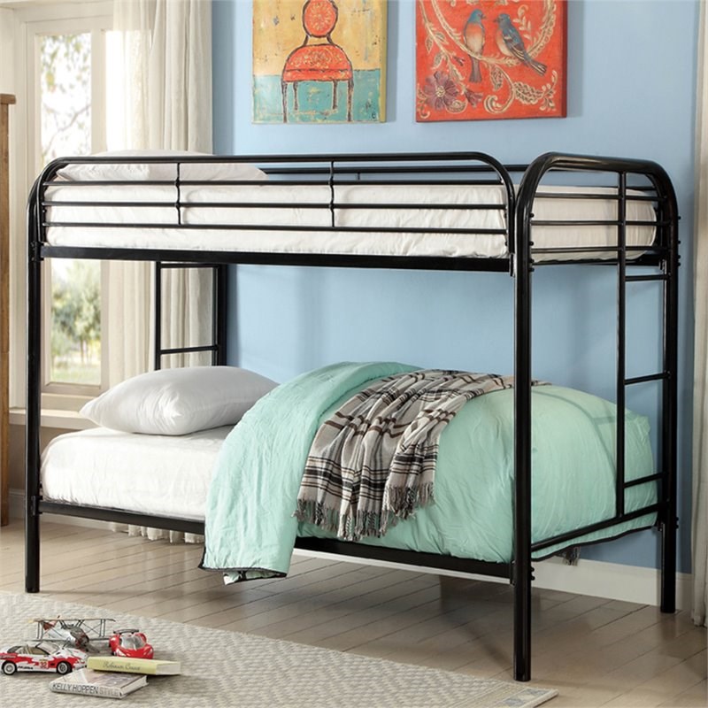 Furniture of America Sulie Transitional Metal Twin over Twin Bunk Bed in Black