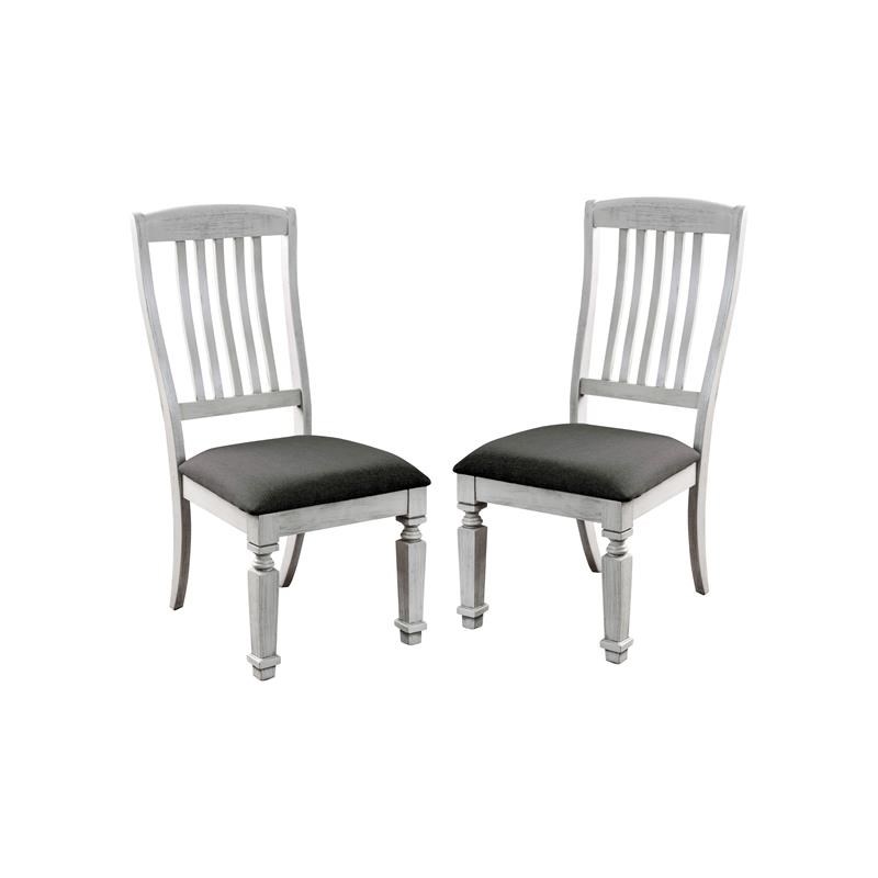 Furniture of America Cassie Wood Padded Dining Chair in Antique White (Set of 2)