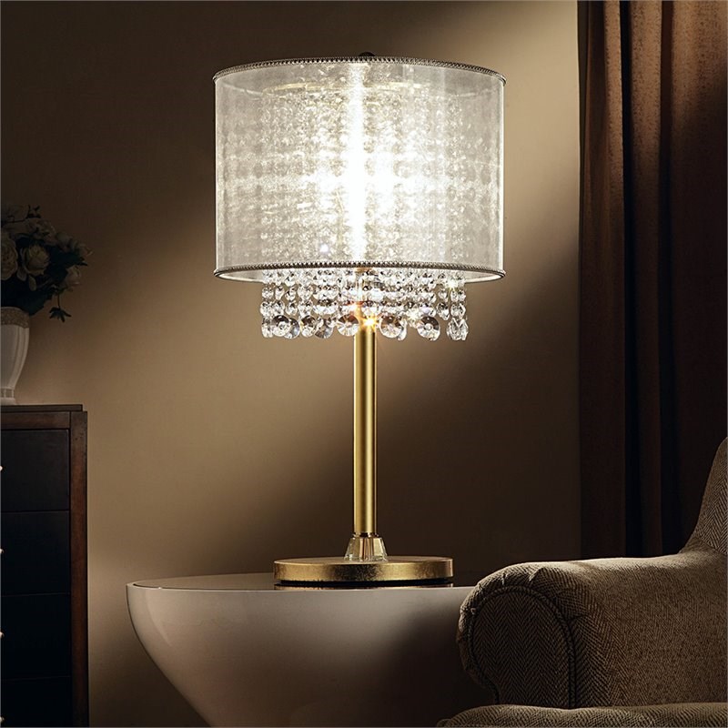 furniture of america beacon glam metal base table lamp in gold - idf-l9154t