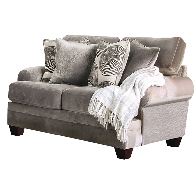 Furniture Of America Sheryl, Gray Microfiber Sofa And Loveseat