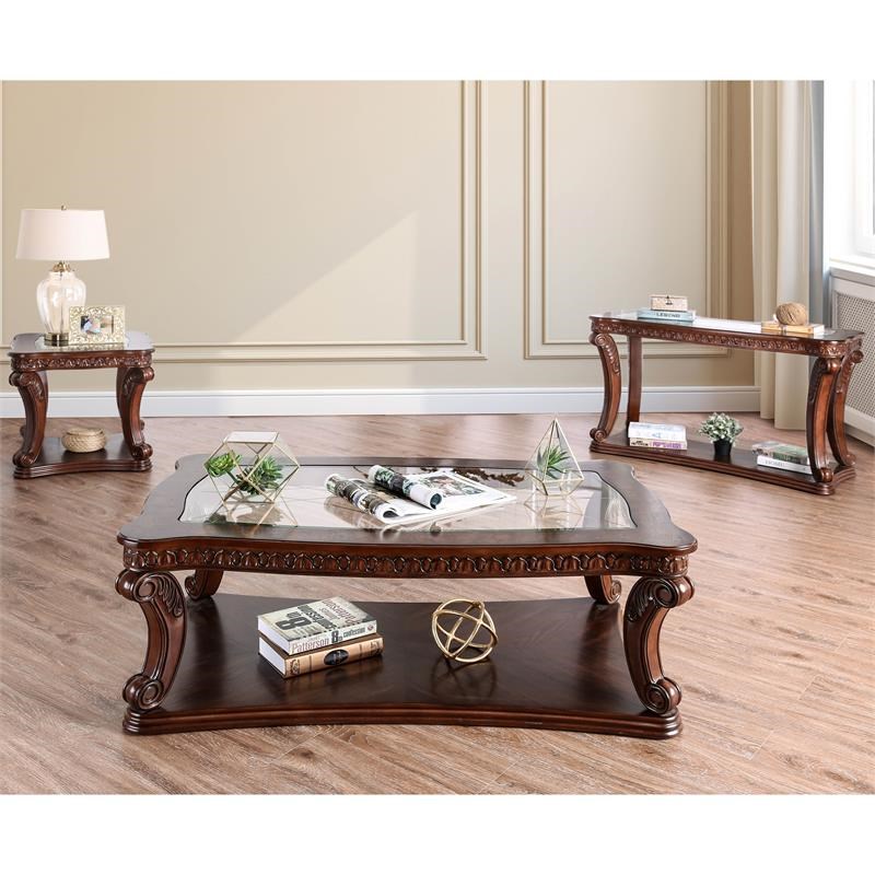 Furniture of America Gabriel Traditional Wood Open Shelf End Table in Dark Oak