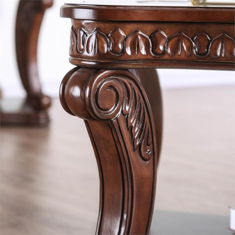 Furniture of America Gabriel Traditional Wood Open Shelf End Table in Dark Oak