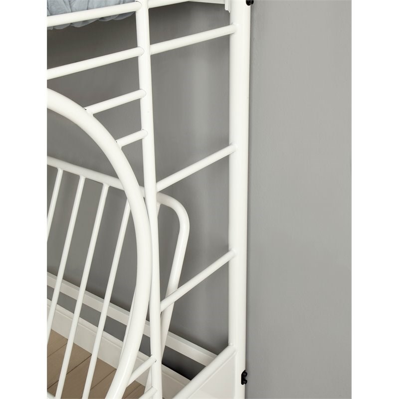 Furniture of America Hayley Metal Twin over Futon Bunk Bed in White