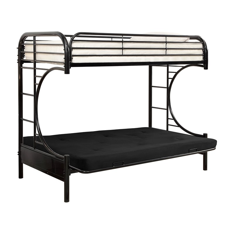 Furniture of America Hayley Metal Twin over Futon Bunk Bed in Black