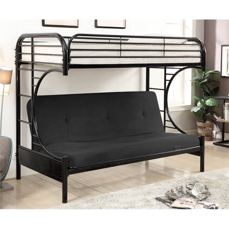 Furniture of America Hayley Metal Twin over Futon Bunk Bed in Black