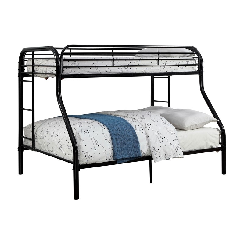 Furniture of America Sulie Transitional Metal Twin over Full Bunk Bed in Black