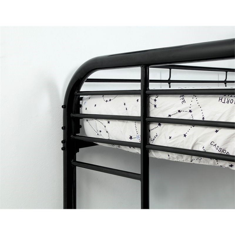 Furniture of America Sulie Transitional Metal Twin over Full Bunk Bed in Black