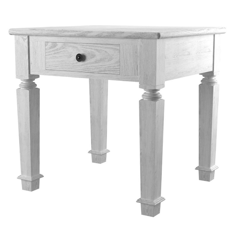 Furniture of America Vera Rustic Wood 1-Drawer End Table in Antique White
