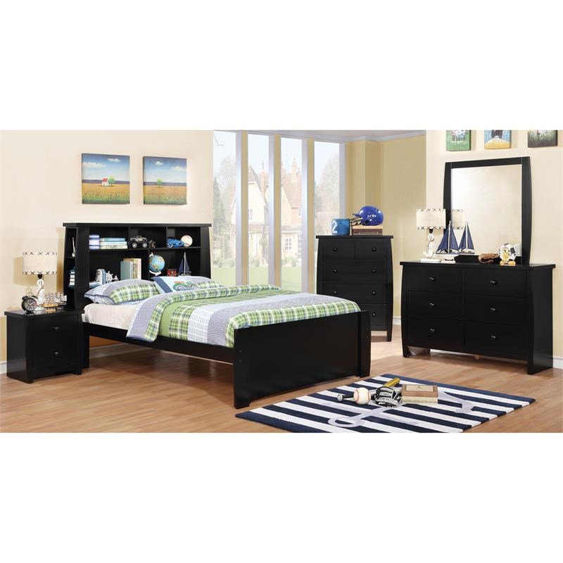 Furniture of America Devon Transitional Wood Full Bookcase Platform Bed