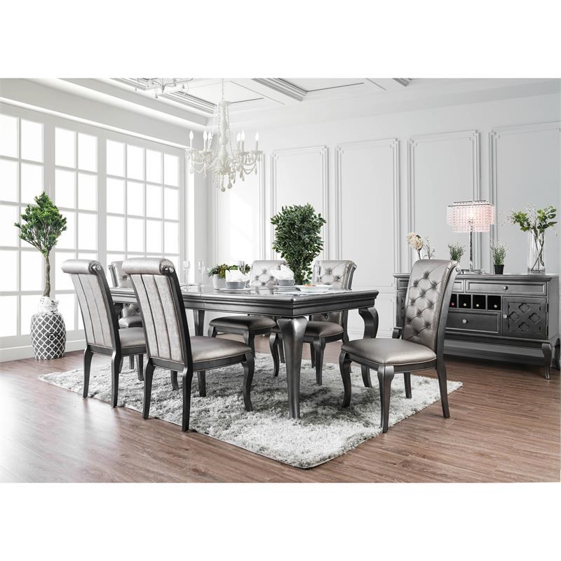 Furniture of America Bethlehem Solid Wood Extendable Dining Table in Gray