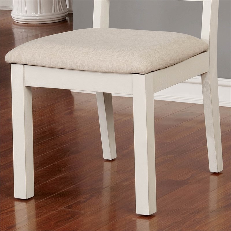 Furniture of America Harpswell Wood Dining Chair in Weathered White (Set of 2)