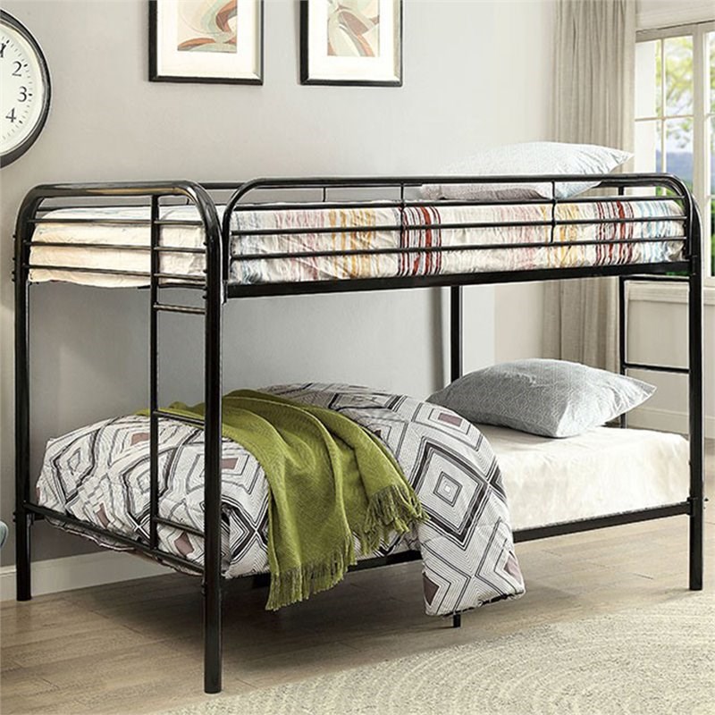 Furniture of America Sulie Transitional Metal Full over Full Bunk Bed in Black