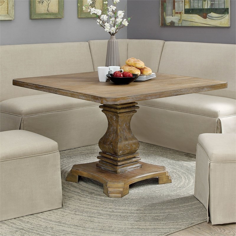 Furniture Of America Kabini Wood Pedestal Dining Table In Antique Oak