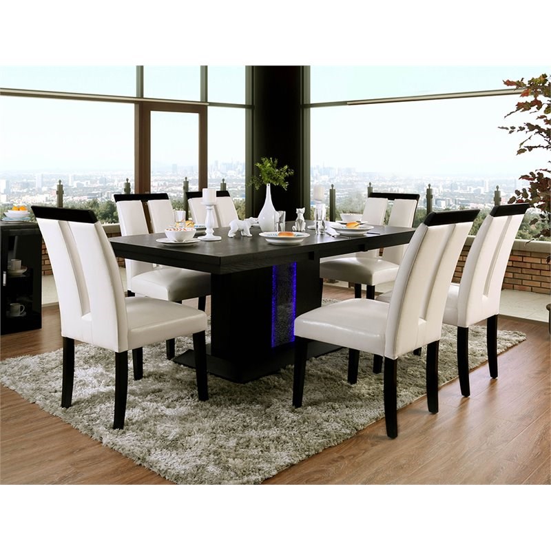 Furniture of America Antoine Wood 7Piece Dining Set in Black and Beige
