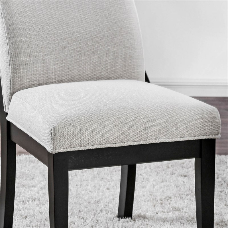 Furniture of America Andy Fabric Padded Dining Side Chair in Beige (Set of 2)