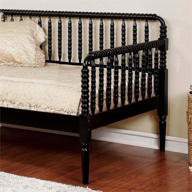 Furniture of America Alec Traditional Wood Spindle Daybed in Black