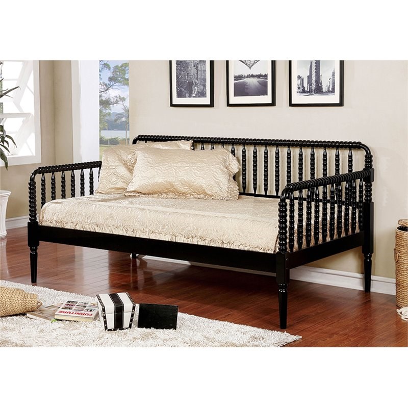 Furniture of America Alec Traditional Wood Spindle Daybed in Black Homesquare