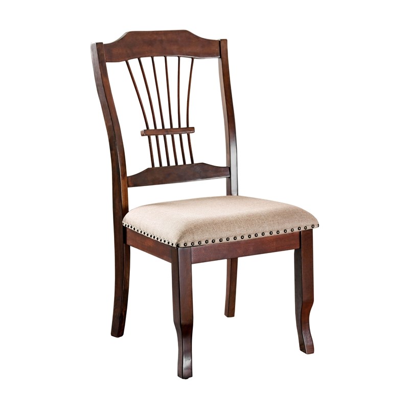 Furniture of America Lenon Wood Dining Side Chair in Brown Cherry (Set of 2)