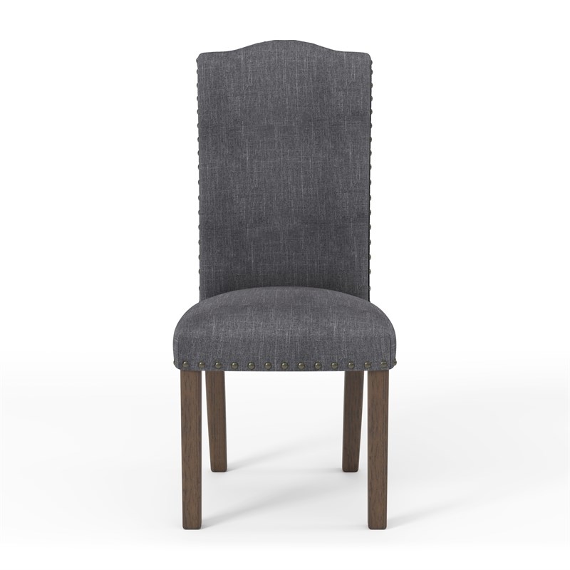 Furniture of America Karris Fabric Dining Side Chair in Dark Gray (Set of 2)