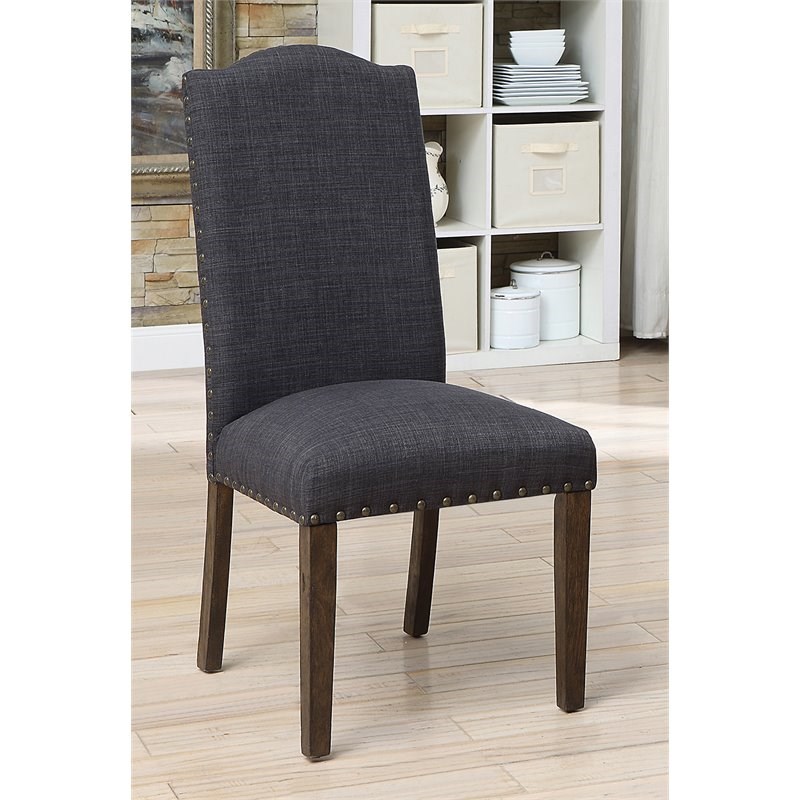 Furniture of America Karris Fabric Dining Side Chair in Dark Gray (Set of 2)