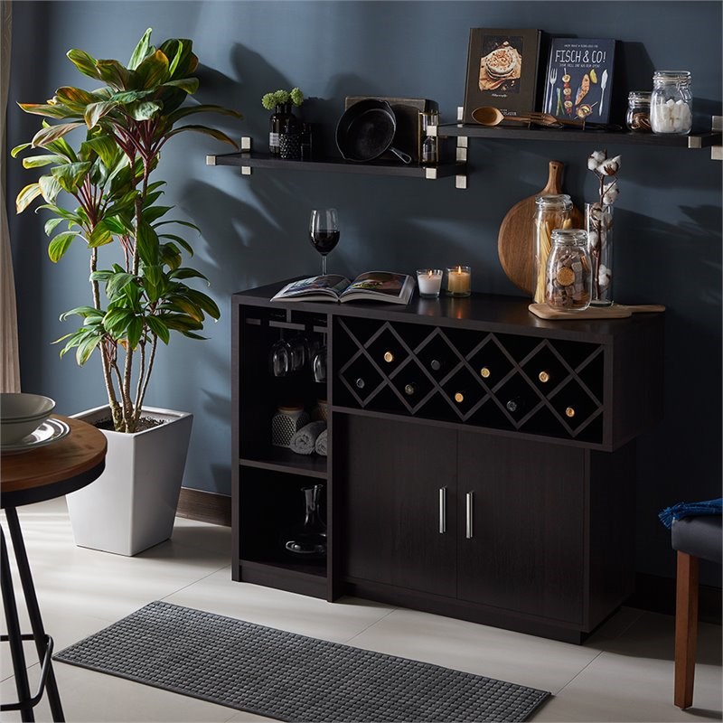 Furniture of America Derick Wood Multi-Storage Buffet Cabinet in Espresso