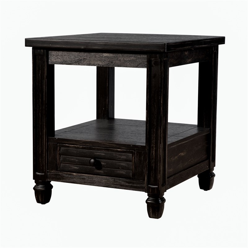 Furniture of America Shania Wood 1Drawer End Table in Antique Black Homesquare