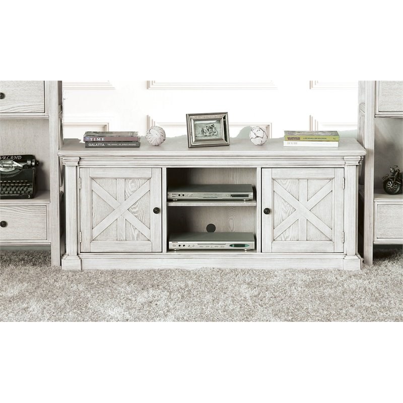 Furniture of America Vallie Cottage Wood 60-Inch TV Stand in Antique White
