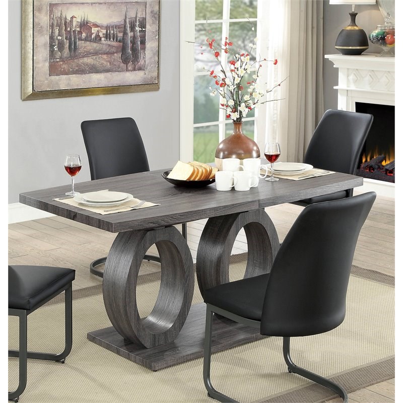 Furniture of America Gudra Contemporary Wood Rectangle Dining Table in Gray