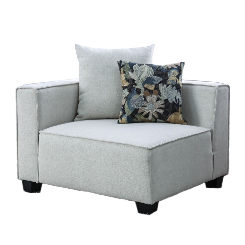 Furniture of America Herra Fabric Modular Left Corner Chair in Beige