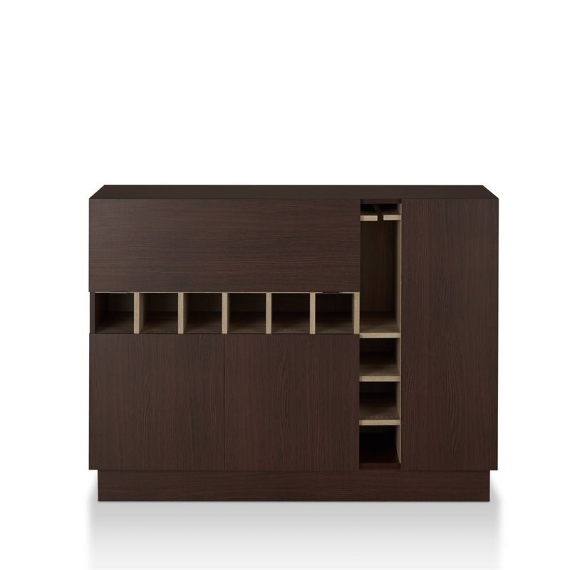 Furniture of America Tiesto Modern Wood Wine Storage Buffet in Espresso