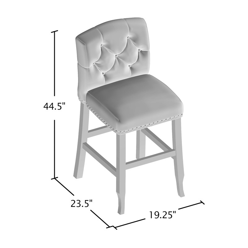 Furniture of America Liston Rustic Fabric Bar Stool in Light Gray (Set of 2)