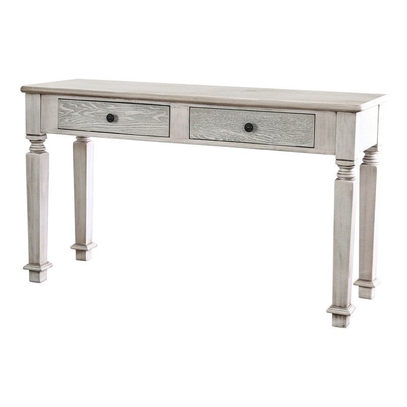furniture of america vera rustic wood console table in antique white