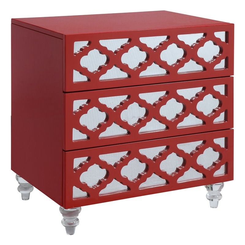Furniture of America Elizabeth Contemporary Wood 3-Drawer End Table in Red