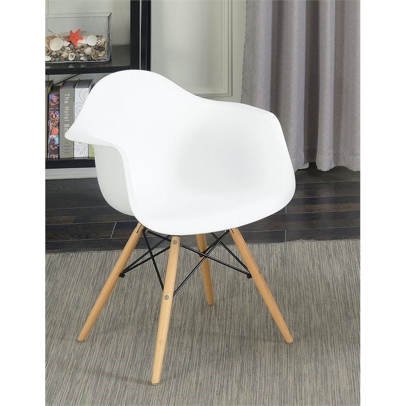 Furniture of America Ashton Plastic Dining Arm Chair in White (Set of 2)