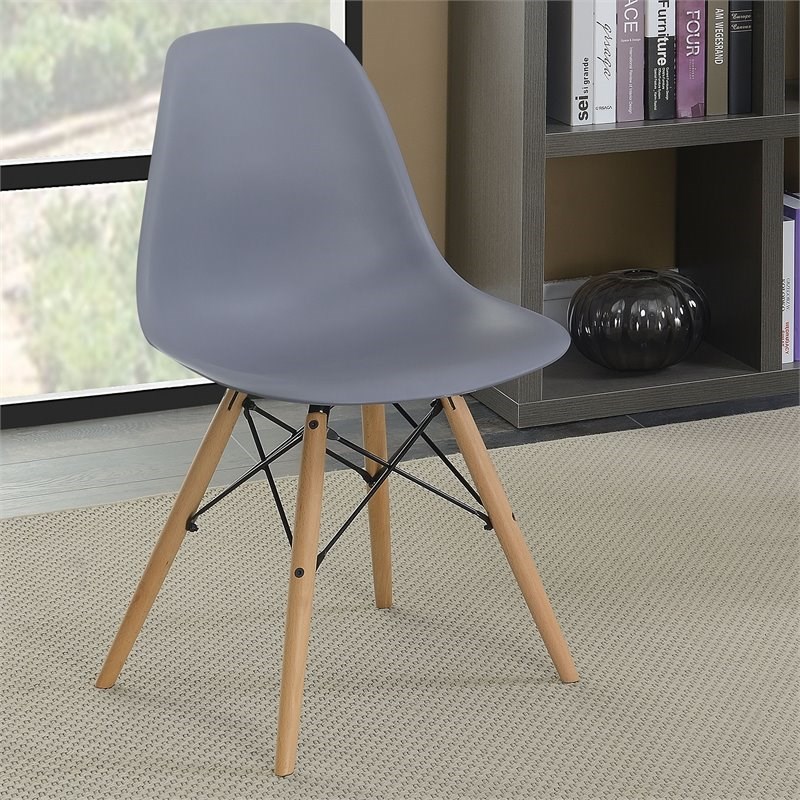 Furniture of America Ashton Plastic Dining Side Chair in Gray (Set of 2)