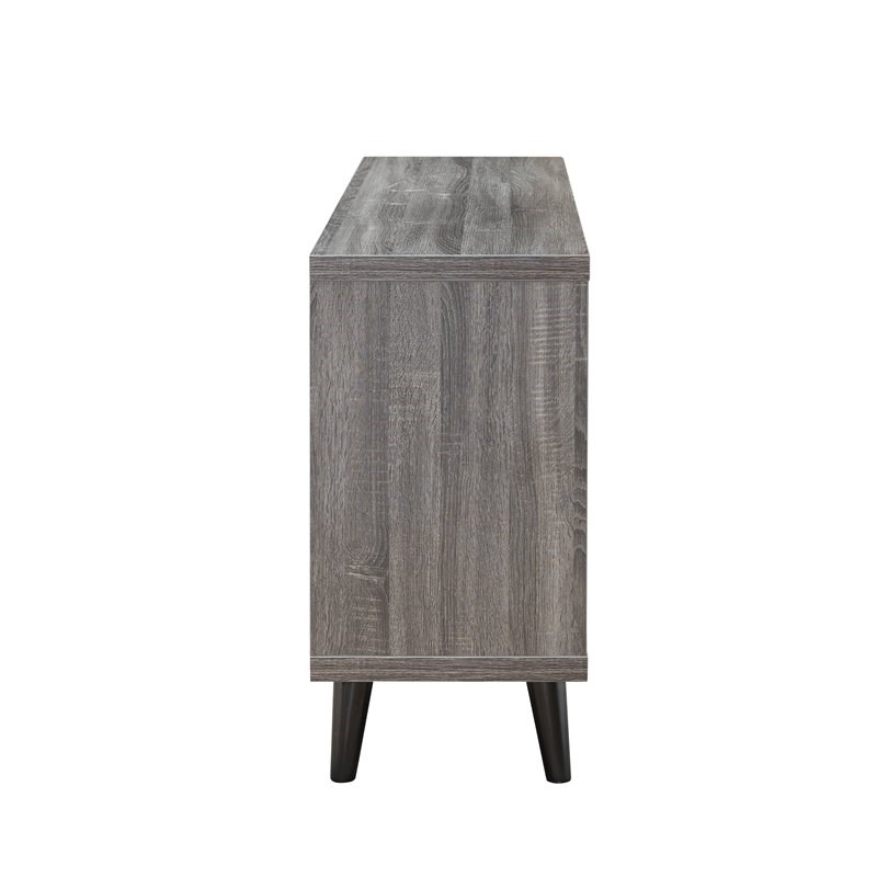 Furniture of America Nahmene Mid-Century Wood 7-Shelf TV Stand in Gray