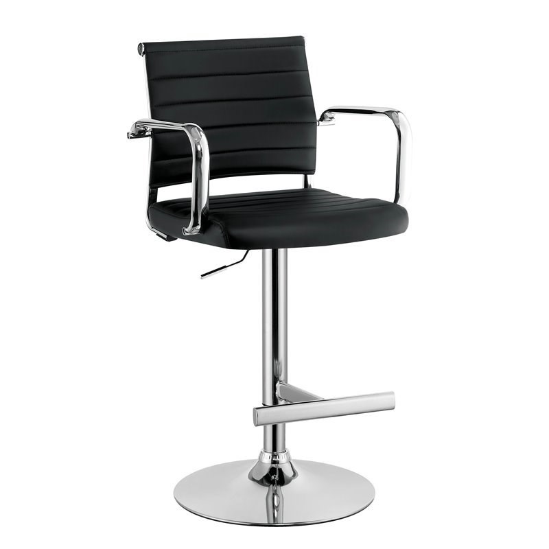 Furniture of America Jackson Contemporary Faux Leather Bar Stool in Black