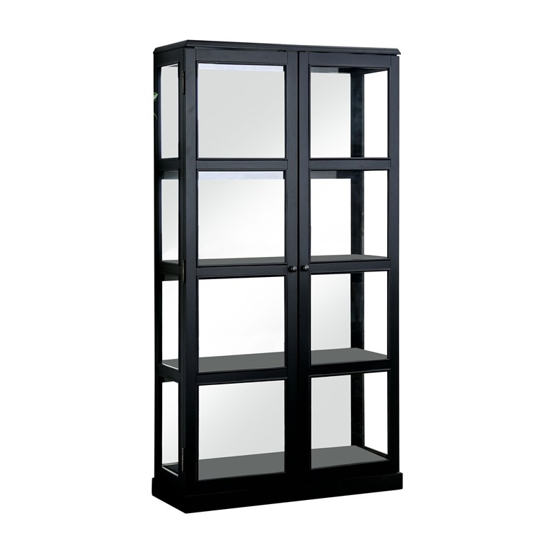 Furniture of America Mendes Transitional Wood 5-Shelf Curio Cabinet in Black