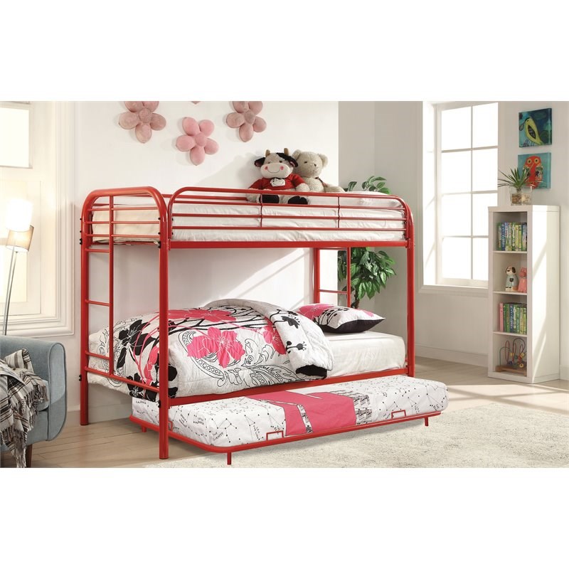 Furniture of America Sulie Transitional Metal Full Kids Trundle in Red