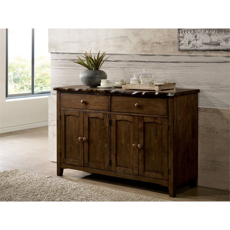 Furniture of America Terra Rustic Wood 2-Drawer Server in Walnut