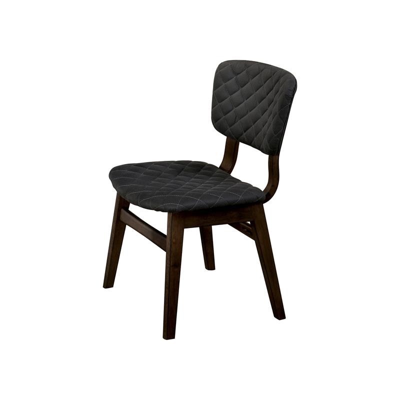 Furniture of America Jaykub Mid-century Fabric Side Chair in Walnut (Set of 2)